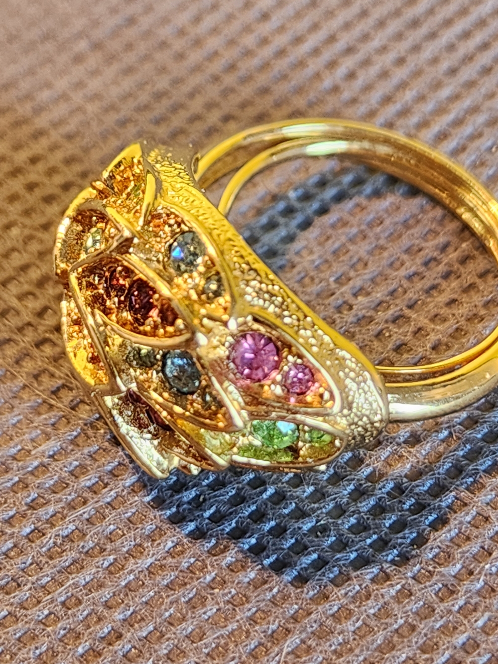 Vintage (1960) Avon Gold Multi-Gemstone Statement Ring - Women Jewelry